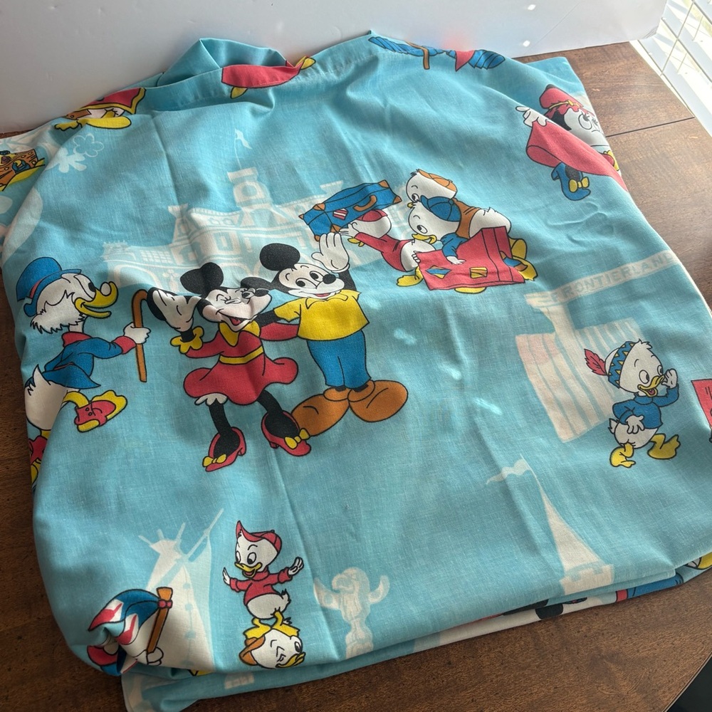 1970s Disney Pacific Muslin Bunk Twin Flat Sheet Mickey Huey Dewey Louie Donald